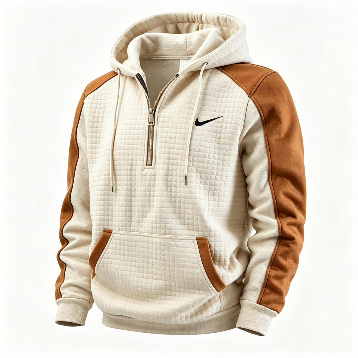 Stylish Color-Block Waffle-Knit Hoodie – New for Autumn