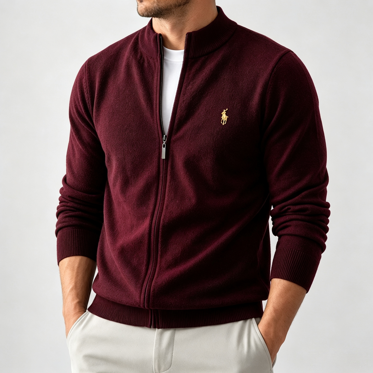 Full-zip knit cardigan