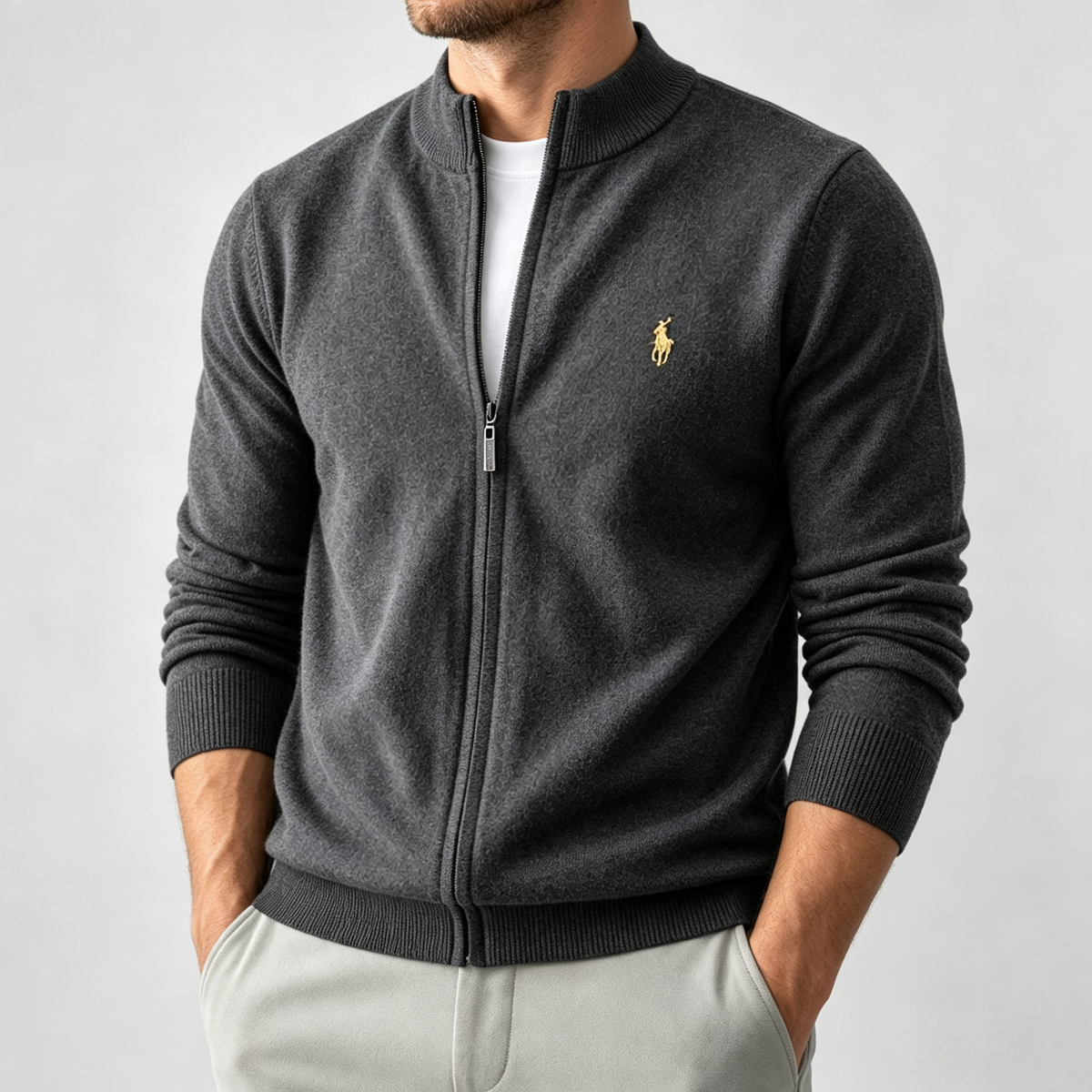 Full-zip knit cardigan