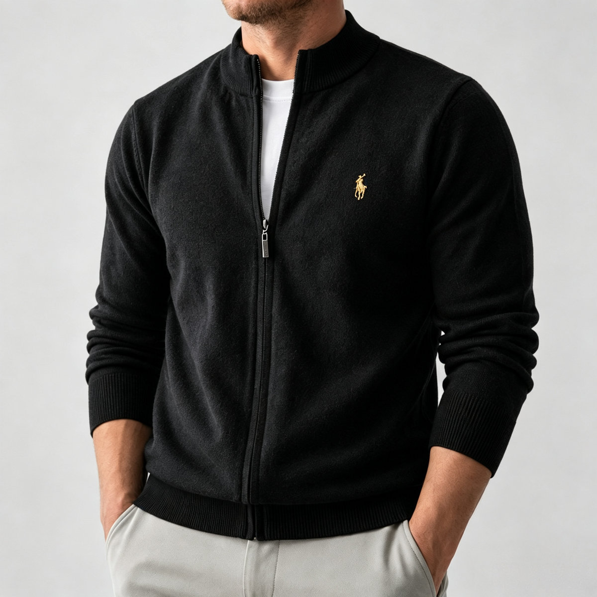 Full-zip knit cardigan