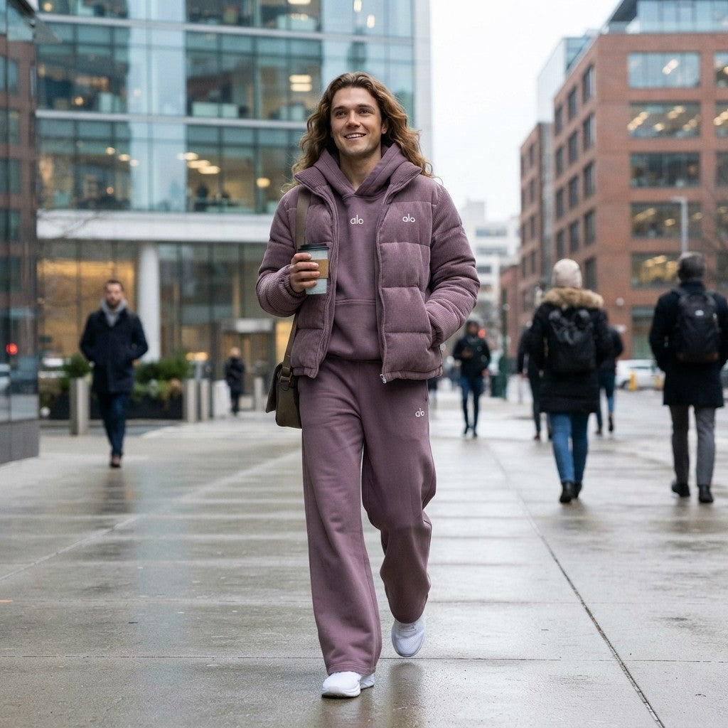 Corduroy down jacket set