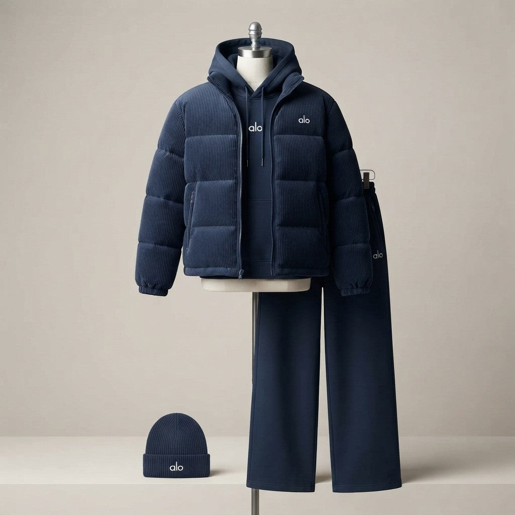 Corduroy down jacket set