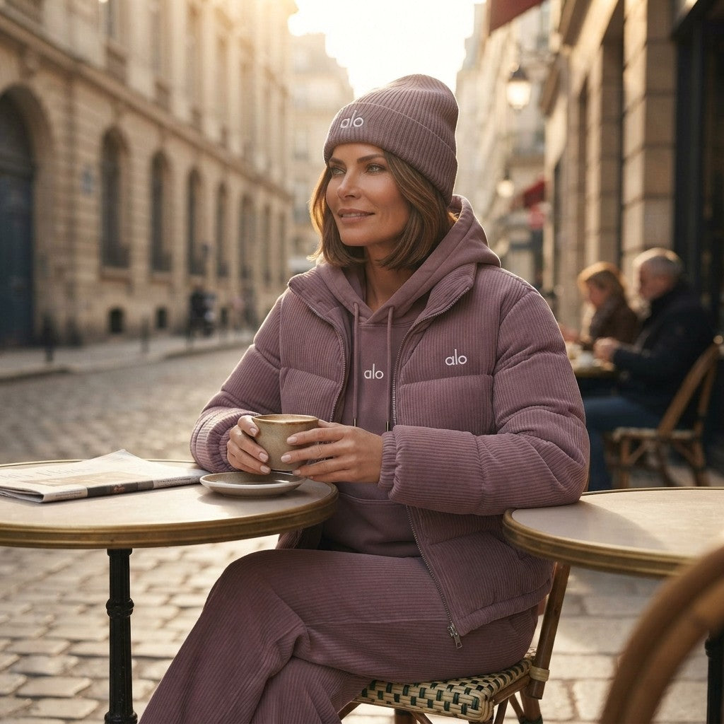 Corduroy down jacket set